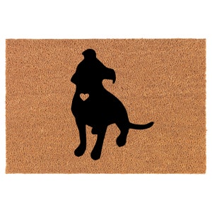 Cute Pitbull with Heart Coir Doormat Door Mat Entry Mat Housewarming Gift Newlywed Gift Wedding Gift New Home