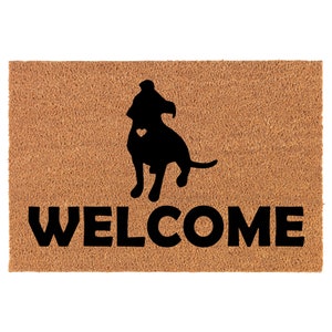 Welcome Pit Bull Coir Doormat Door Mat Entry Mat Housewarming Gift Newlywed Gift Wedding Gift New Home image 1