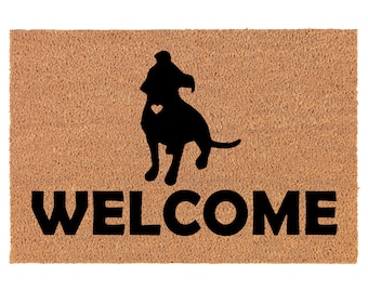 Welcome Pit Bull Coir Doormat Door Mat Entry Mat Housewarming Gift Newlywed Gift Wedding Gift New Home