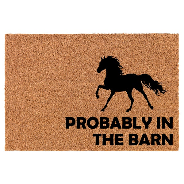 Probably In The Barn Horse CORNER Coir Doormat Door Mat Entry Mat Housewarming Gift Wedding Gift New Home