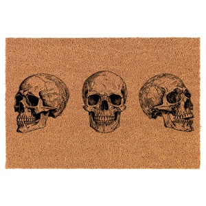 3 Skulls Coir Doormat Door Mat Housewarming Gift Newlywed Gift Wedding Gift New Home
