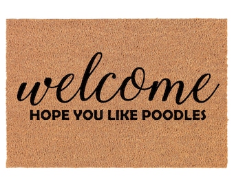 Bienvenue hope you like poodles Coir Doormat Door Mat Housewarming Gift Newlywed Gift Wedding Gift New Home