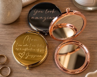 Custom Engraved Compact Mirror Gift For Mom Mother's Day Gift For Grad Graduation Gift For Her Personalized Pocket Mirror Bridesmaid