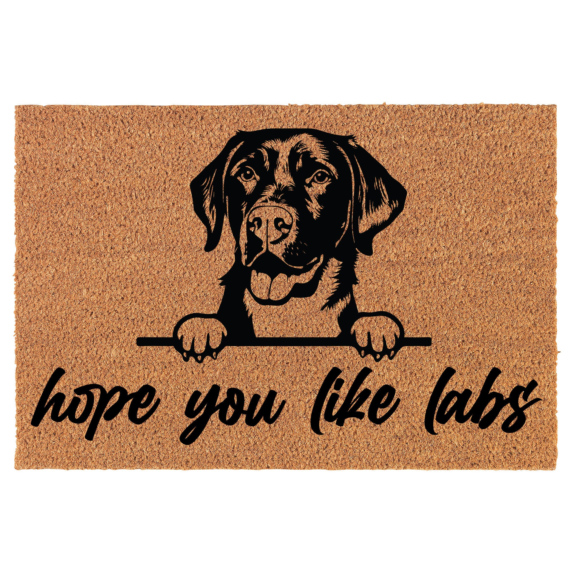 Hope You Like Labs Peeking Labrador Retriever Coir Doormat Door