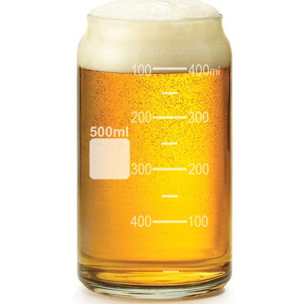 16 oz Beer Can Glass Beaker Style Measuring Cup 500 Milliliter mL Chemistry Gift, Science Gift, Teacher Gift, Geek Gift, Gift For Nerd