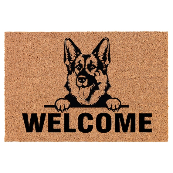 Welcome Peeking German Shepherd Coir Doormat Door Mat Entry Mat