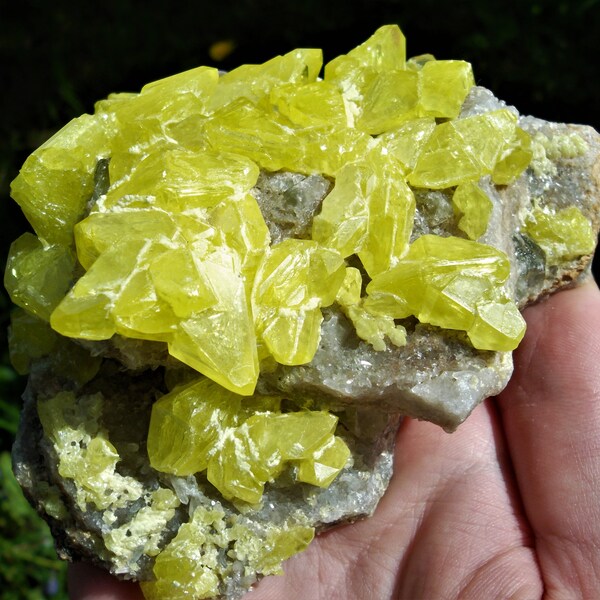Sulfur Crystal Cluster, Natural Sulfur, Decor Stone, Meditation stone, Original Gift Idea, Christmas Gift, Unusual Gift, Creative Gift