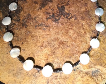 One-of-a-kind Mother-of-Pearl and Sterling Necklace and Earring Set