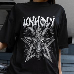 Gothic Unholy Goat Pentagram Shirt, Gothic Graphic Shirt T-Shirt, Satanic Graphic Tee, Occult Shirt, Alt Clothing, Witchy, Gothic Fashion