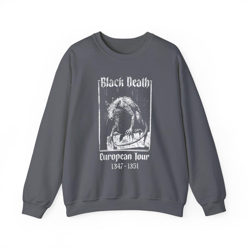 Black Death Gothic Rat Sweatshirt, Medieval Goth Humor Jumper, Gothic Crewneck, Unisex Sweatshirt, Dark Humor, Retro Horror
