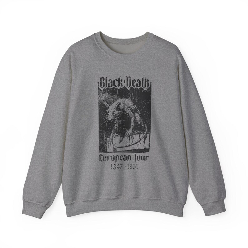 Black Death Gothic Rat Sweatshirt, Medieval Goth Humor Jumper, Gothic Crewneck, Unisex Sweatshirt, Dark Humor, Retro Horror