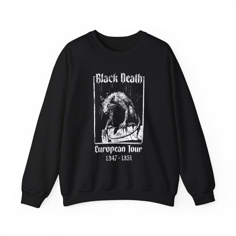 Black Death Gothic Rat Sweatshirt, Medieval Goth Humor Jumper, Gothic Crewneck, Unisex Sweatshirt, Dark Humor, Retro Horror