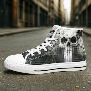 Bloeden schedel canvas hi-top sneaker: gothic punkrockschoen