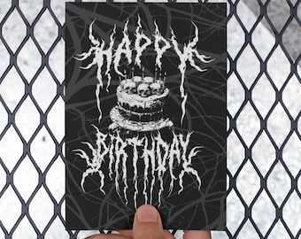 Black Metal Skull Birthday Card: Gothic Stationery Set (4x6 Cards)
