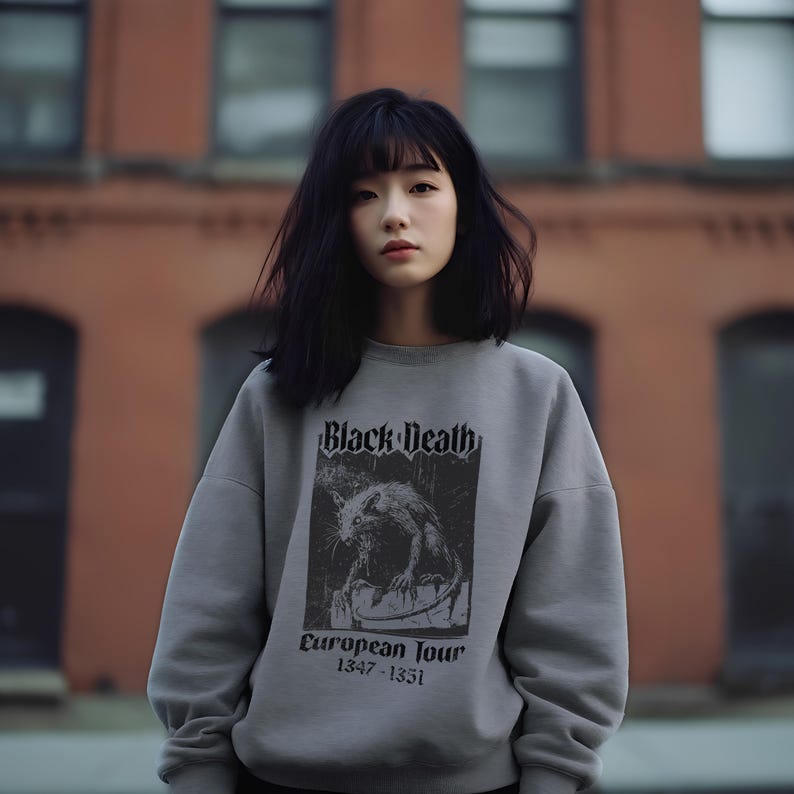 Black Death Gothic Rat Sweatshirt, Medieval Goth Humor Jumper, Gothic Crewneck, Unisex Sweatshirt, Dark Humor, Retro Horror