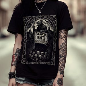 Plague Doctor Gothic Graphic T-Shirt, Black Plague Tee, Unisex Shirt, Softstyle Top, Gothic Tee Shirt, Dark Humor, Black Death