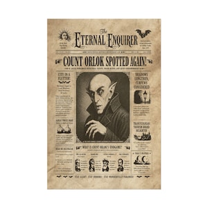 Funny Count Orlok Vampire Newspaper Poster Rolled Posters, Vintage Horror Decor, Dark Humor 24" x 36" (Vertical)