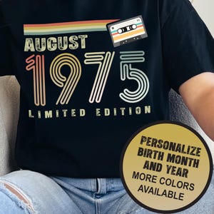 Camiseta retro personalizada para 50 o 40 cumpleaños, de 1975 o 1985, para mujer o hombre, ideal para esposa o esposo, 50 años y fabuloso.