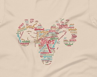 Ram Zodiac woord shirt, Korte-Mouw Unisex T-Shirt