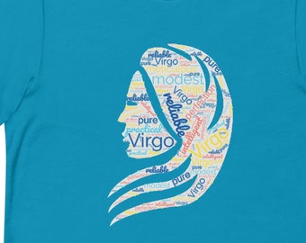 Tshirt Virgo Zodiac, chemise Virgo nuage, chemise Traits Virgo, T-Shirt Unisexe à manches courtes