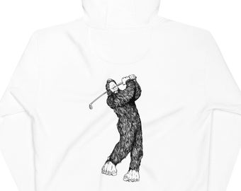 Bigfoot Golfer Association Unisex Hoodie, crest on front Bigfoot Gorilla on back