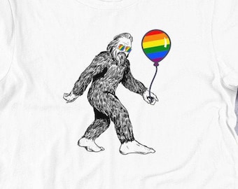 Bigfoot Sasquatch Pride Balloon Short-Sleeve Unisex T-Shirt
