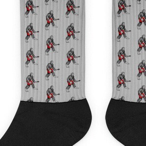 Bigfoot Socks, Sasquatch Guitar Bigfoot Yeti Socks - Gray