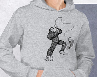 Sudadera con capucha de pesca Bigfoot Sasquatch, sudadera con capucha unisex