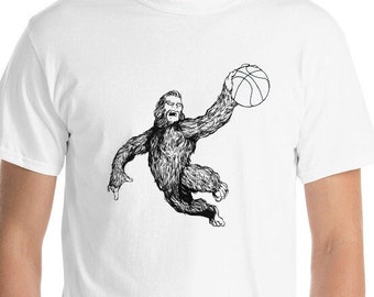 Basketball Monster tshirt, Bigfoot Yeti Sasquatch Short Sleeve T-Shirt