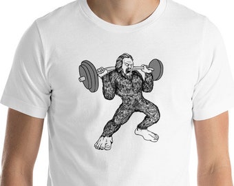 Sasquatch Weightlifter T-Shirt: Bigfoot Gym Workout Tee