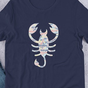 Scorpio zodiac horoscope tshirt, gift for Scorpio, Scorpio word Claud Short-Sleeve Unisex T-Shirt