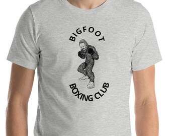 Boxer tshirt, Bigfoot Boxing Club with Sasquatch gorilla Boxer. Short-Sleeve T-Shirt