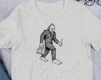 Bigfoot Beer party shirt, beer shirt, drunk Sasquatch, Short-Sleeve Unisex T-Shirt, Sasquatch, yeti celebration