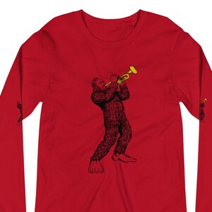 Bigfoot Sasquatch Yeti Trumpet Unisex Long Sleeve Tee