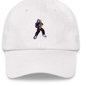 Bigfoot Sax Player Dad hat, Embroidered Sasquatch music