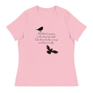 Blackbird singing in the dead of night Women&#39;s Relaxed T-Shirt, blackbird  song lyric, blackbird song shirt