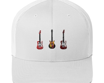 E-Gitarren bestickte Trucker Cap, coole Farben Rock'n'Roll Hut