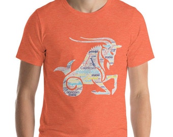 Chemise de mot du zodiaque Capricorne, signe du zodiaque T-shirt Capricorne avec traits de mots, t-shirt horoscope, t-shirt unisexe à manches courtes