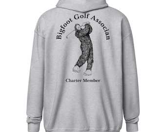 Bigfoot Golf Hoodie zipper sasquatch sweatshirt for golfer Unisex heavy blend zip hoodie