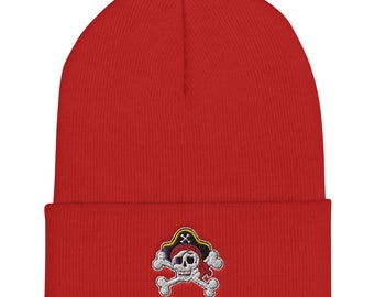 Pirate skull embroidered Cuffed Beanie