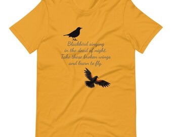 Blackbird singing in the dead of night Women's Relaxed T-Shirt, blackbird  song lyric, blackbird song shirt