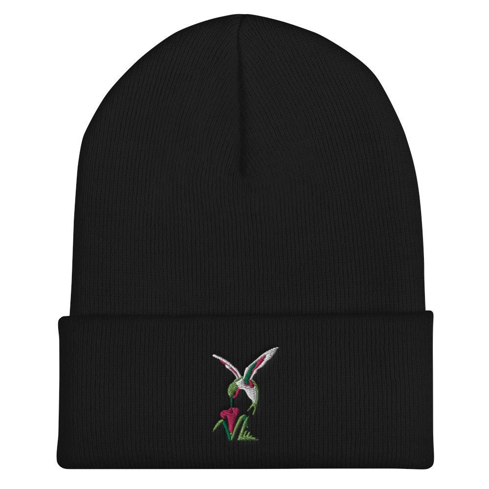 Embroidered Hummingbird Cuffed Beanie, Hummingbird Wool  display picture 2