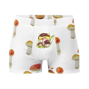 Mushroom Boxer Briefs, fun underwear with mushroom theme. Great gift!