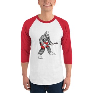 Kids Bigfoot Sasquatch Guitar 3/4 sleeve raglan shirt