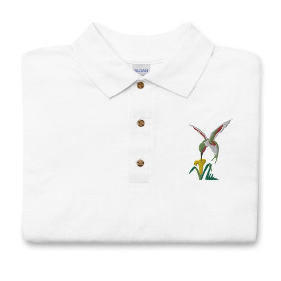 Embroidered Hummingbird Polo Shirt - Etsy