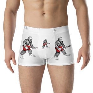 Guitarist Bigfoot Sasquatch Boxer Briefs, guitar player gift, guitarist underwear, gift for musician