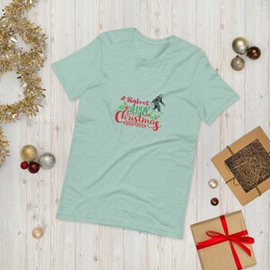 Bigfoot Merry Christmas shirt, Sasquatch gorilla Christmas tshirt, Short-Sleeve Unisex T-Shirt