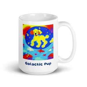 Dog Mug Galactic Pup Mug Peter Max style White glossy mug