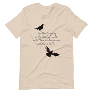 Blackbird singing in the dead of night Women&#39;s Relaxed T-Shirt, blackbird  song lyric, blackbird song shirt