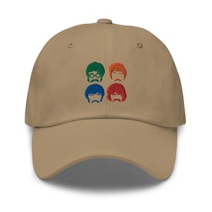 Fabulous Four Faces Hat, embroidered  music lover cap, Dad hat